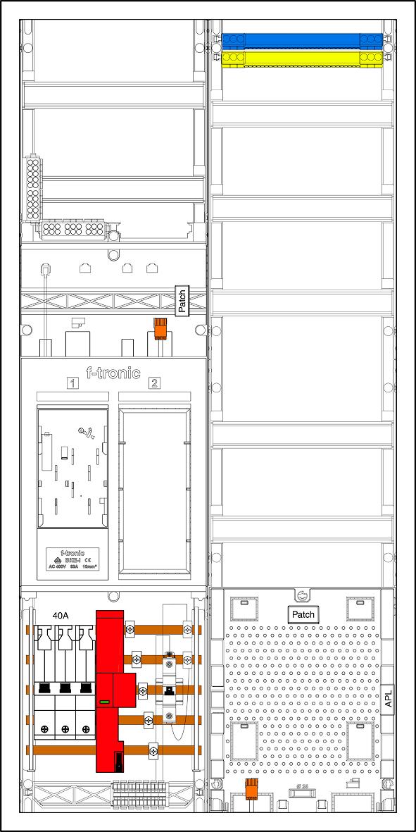 F-TRONIC EHZ721APZ40B6ÜS Komplettschrank AP 1Z eHZ 2Feld IP31 SS