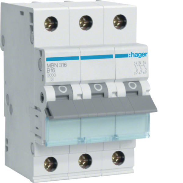 HAGER MBN316 Leitungsschutzschalter AC B 16A 3p 415V