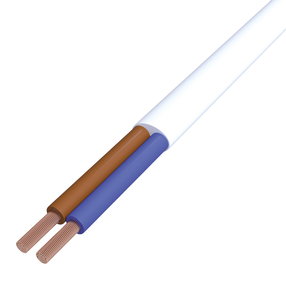 H03VVH2-F 2x0,75 qmm weiß R100 flach ohne grün-gelb Schlauchleitung-PVC