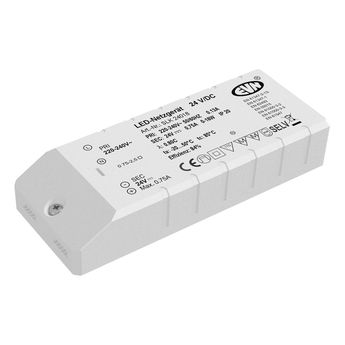 EVN SLK24018 LED-Netzgerät 24V DC 0,1-18W IP20 LBH=115x45x21mm