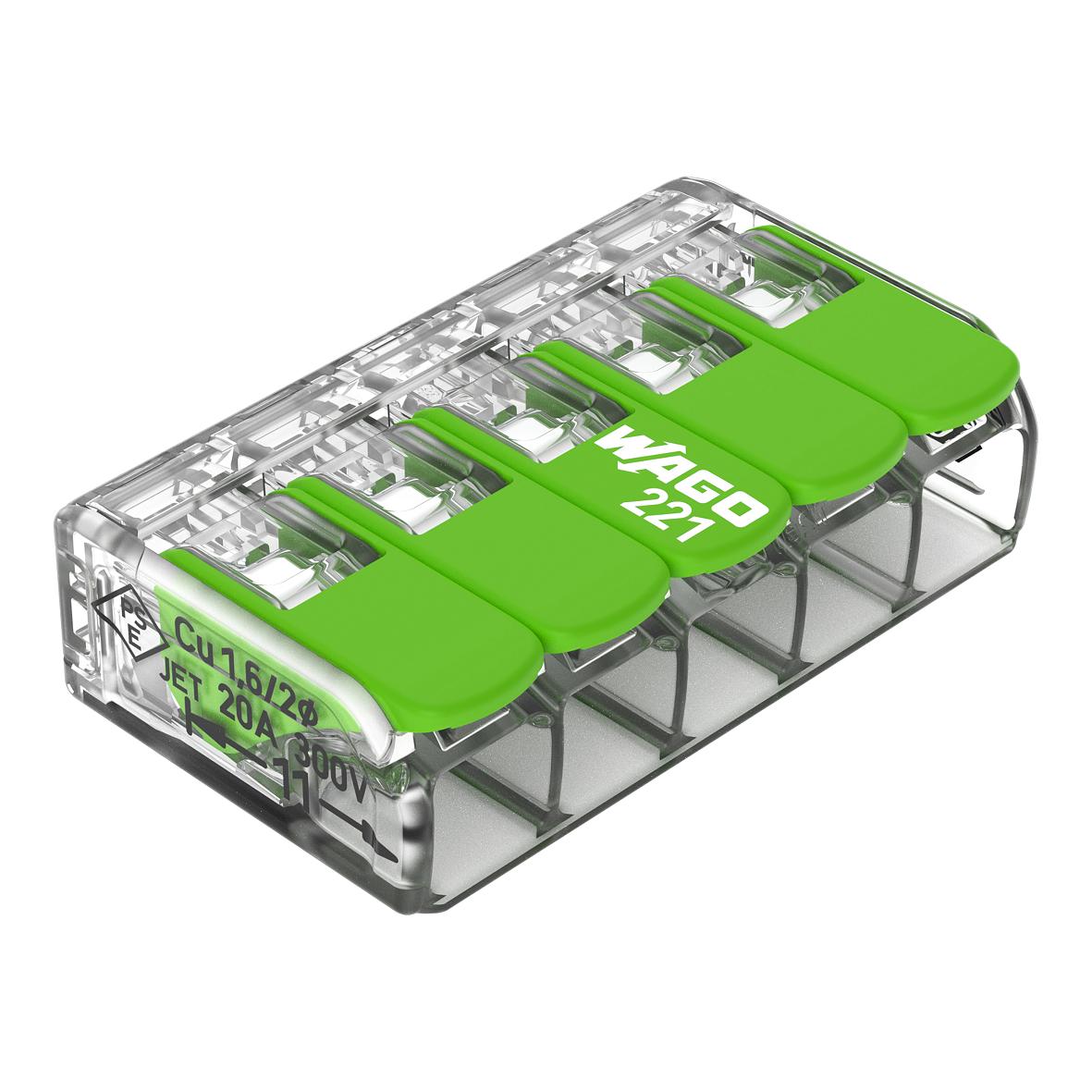 WAGO 221-425 Steckklemme 5f 450V 32A 0,2-4qmm gn