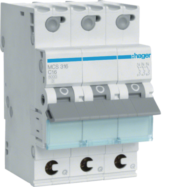 HAGER MCS316 Leitungsschutzschalter AC C 16A 3p 415V