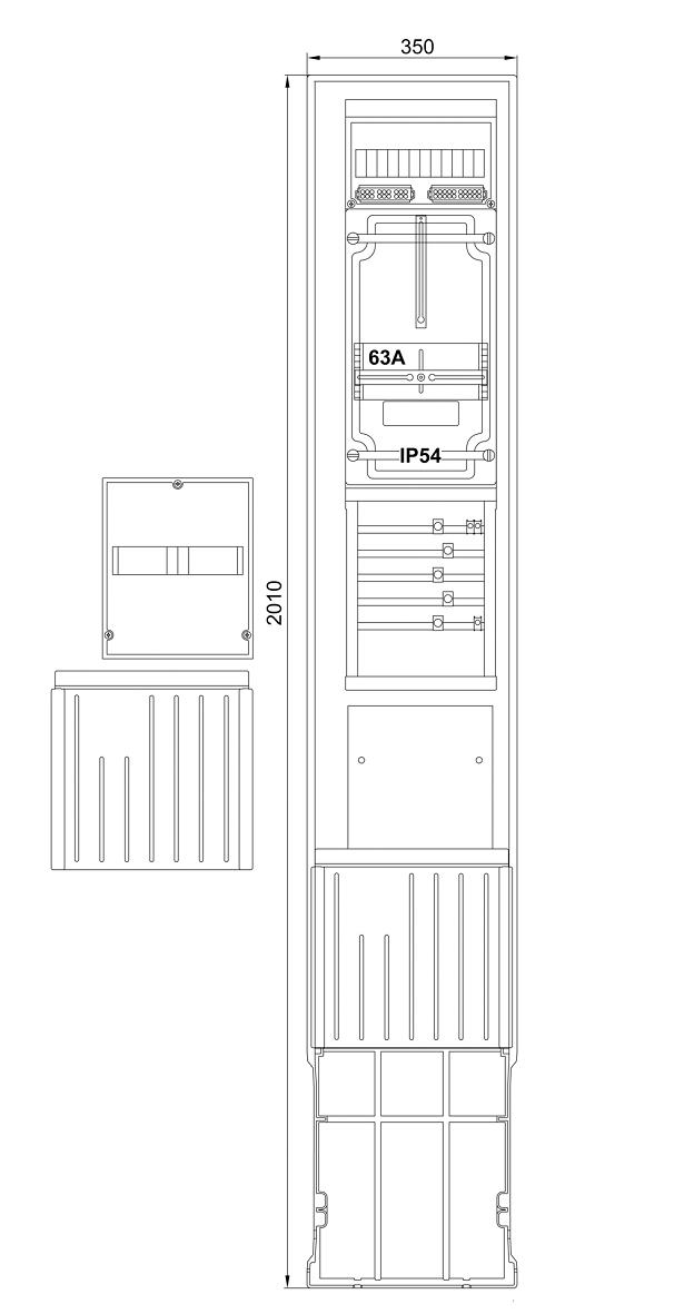 F-TRONIC ZSA201-1-ZK-HG Zähleranschlusssäule 1Z 1stö 1Feld IP54